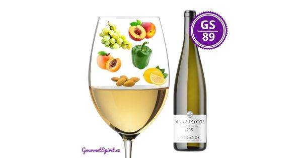 <B>Ktima Orfanos - Malagousia 2021, PGI Achaia, Peloponés, Řecko </B><BR> Intenzivní aromatické bílé víno plné zralého sadového ovoce, bez dotyku dubu