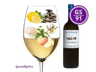 <B>Vinařství Argyros - Assyrtiko 2021, PDO Santorini, Řecko </B><BR> Jedno z nejlepších Assyrtiko ze stoletých vinic ostrova Santorini, které jsou stále na původních podnožích révy
