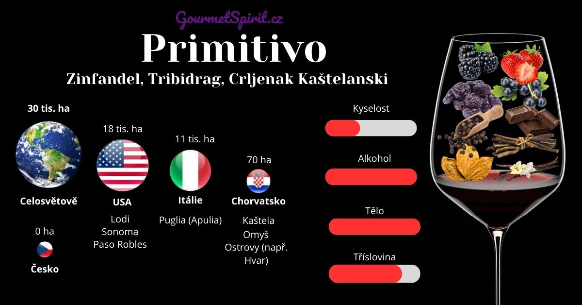 Primitivo víno & Zinfandel víno infografika podle Gourmetspirit.cz